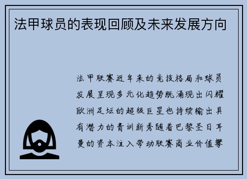 法甲球员的表现回顾及未来发展方向